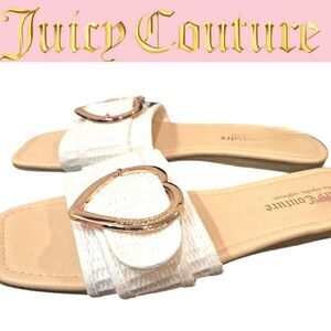 Juicy Couture Zapphire Heart Buckle Sandals- White